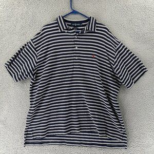 Ralph Lauren Big XL Shirt Blue White Stripe Vintage‎ Polo Shirt Casual Outdoor